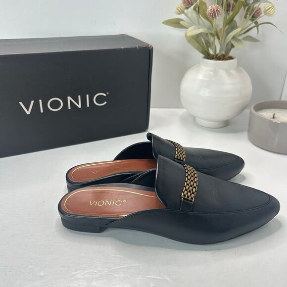 Vionic Starling Leather Mule Arch Support Black I6985L3003 Women 5M Tried On - Picture 1 of 10